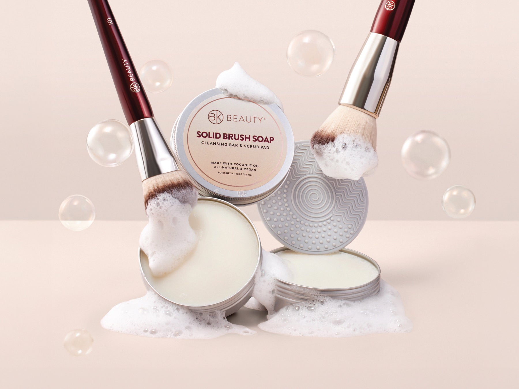 Solid Brush Soap with Cleaning Pad