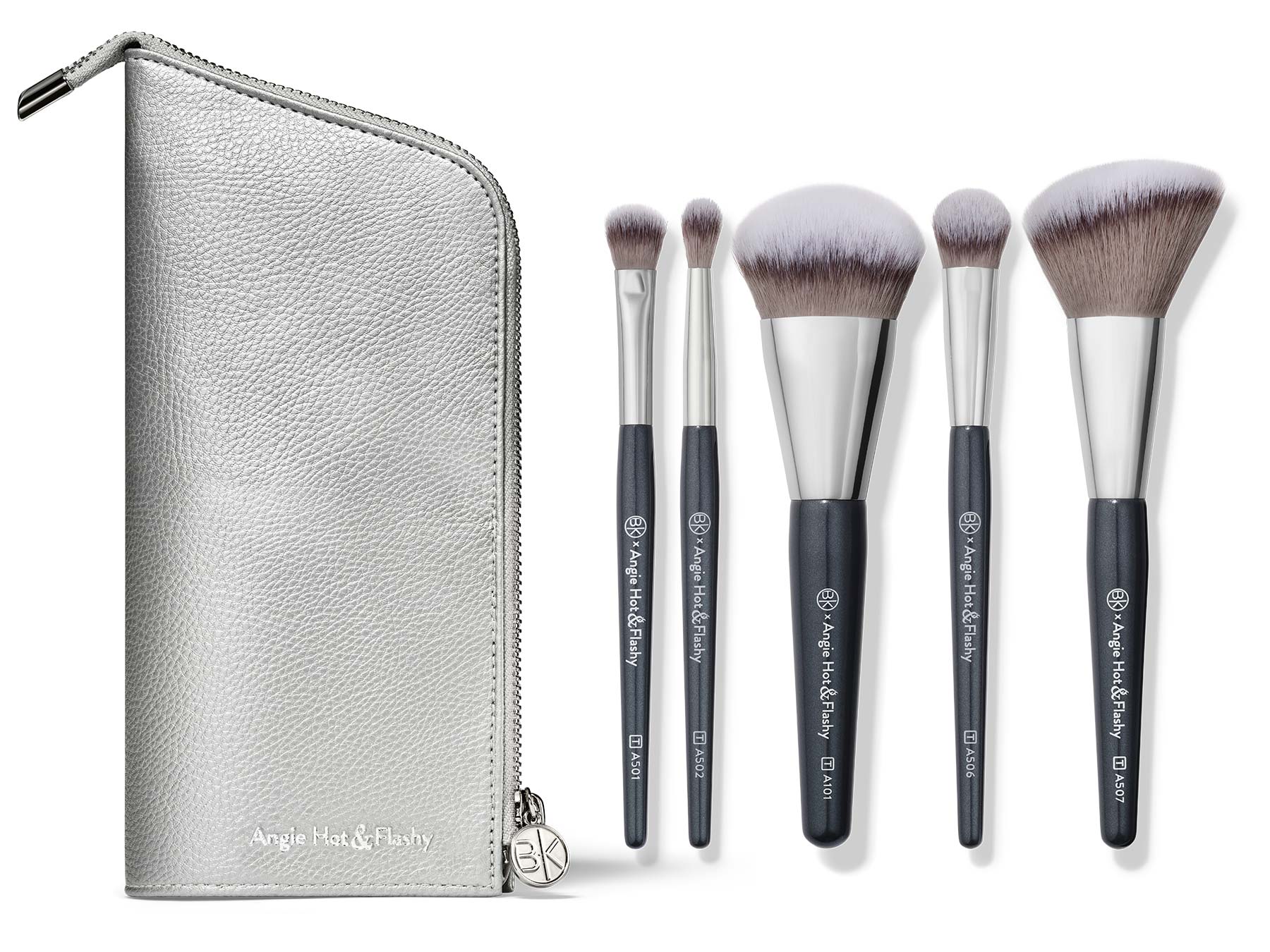 Angie Hot & Flashy Travel Brush Set with Pouch